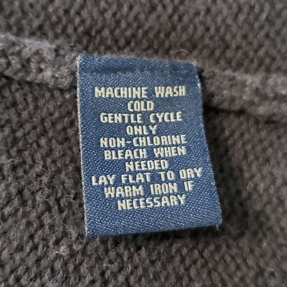 Chaps Womens Size L Cardigan Cotton Sweater Shawl Collar Gold Buttons Crest Navy - Picture 8 of 12